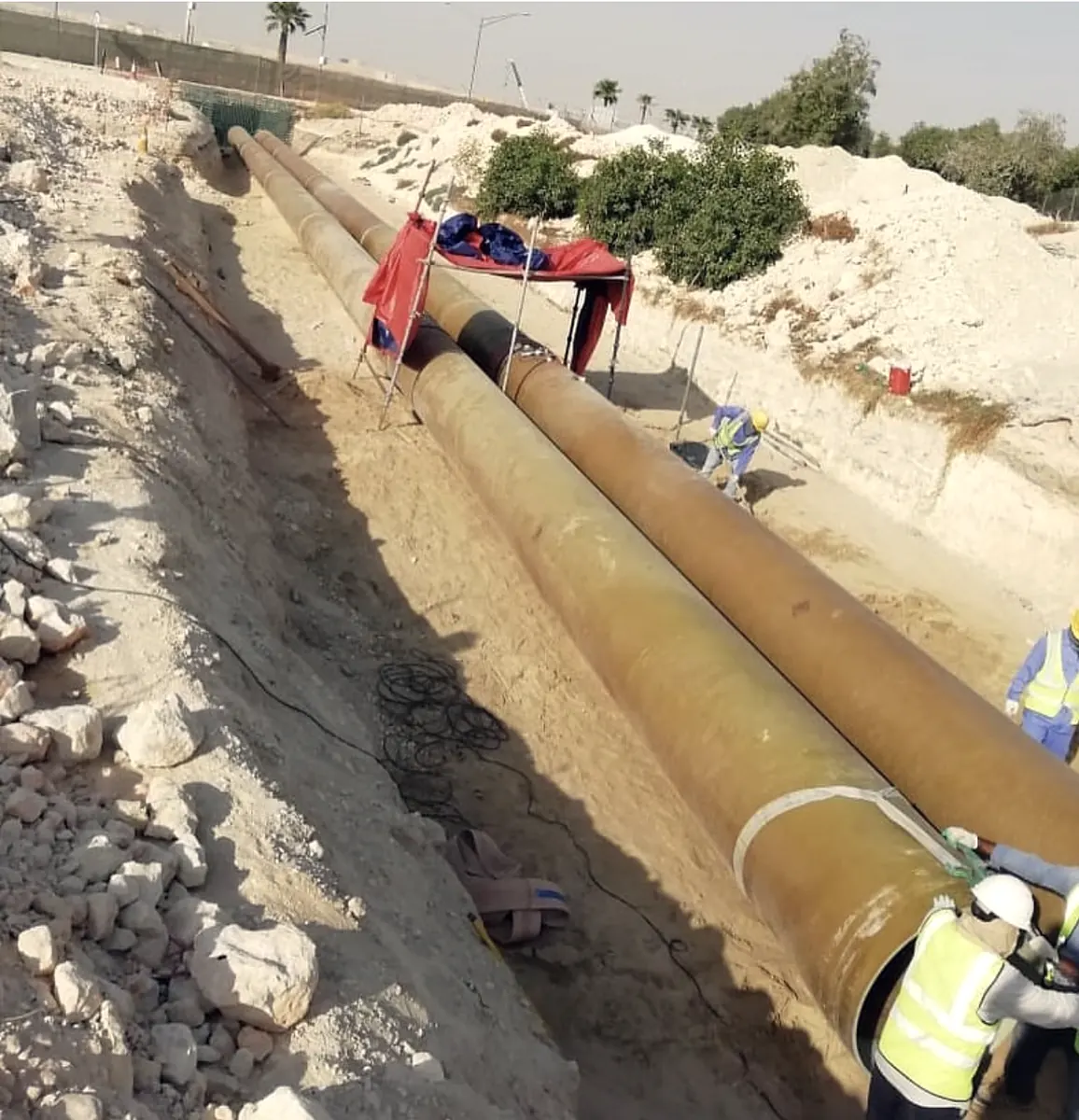 Jointing GRP pipe on site